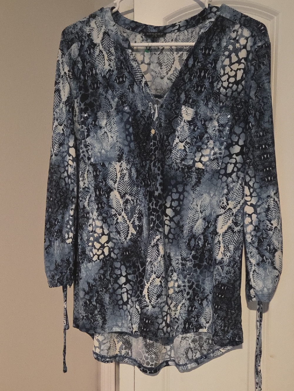 Ava & Grace Blue Snake-Print V-Neck Tunic